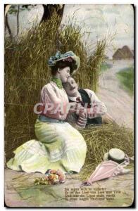 Fantasy - Couple - Couple nestled in nature - Old Postcard