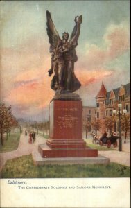 Baltimore MD Confederate Soldiers & Sailors Monument TUCK c1910 Postcard