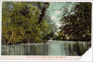Owasco River, near Hintons, Auburn NY    (crease, corner missing)