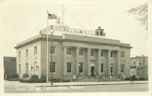 Concordia Kansas 1956 Post Office RPPC Photo Postcard Flag 20-9950