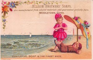 Allison Brothers' Soaps, Middletown, CT., Eary Trade Card, Size: 70 mm x 108 mm