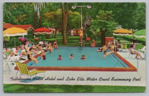 Roadside Motel~Tallahassee Motel & Lake Ella Motor Court Pool~Vintage Postcard 