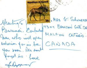 HAND-SKETCHED CONTINENTAL SIZE POSTCARD FROM BURUNDI 1980s (QUITE UNIQUE)