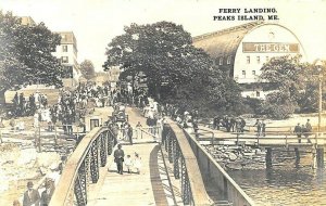 Peaks Island ME Ferry Landing The Gem Theatre Large Crowd Real Photo Postcard