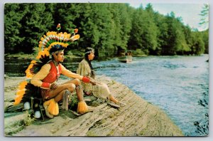 Native Americana~Wisconsin~In The Narrows Near Black Hawks Leap~PM 1960~Postcard
