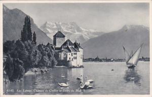 Switzerland Lac Leman Chateau de Chillon et Dents du Midi