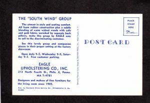 PA Eagle Upholstering Co Company Philadelphia Pennsylvania Penn Postcard Ad PC