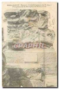 Old Postcard Besancon Square Archaeological Fragments of Roman sculptures