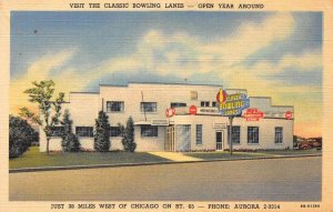 Aurora Illinois The Classic Bowling Lanes, Budweiser Sign, Vintage PC U10975