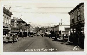 RPPC Street View Renton Washington Real Photo Postcard Cochran Drug Cars Trucks