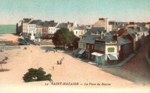 Vintage Postcard Saint Nazaire La Place Du Bassin France