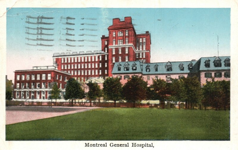 Vintage Postcard 1927 General Hospital Medical Building Facility Montreal Canada