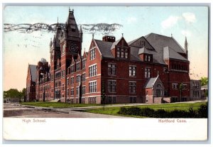 Hartford Connecticut Postcard High School Exterior Building 1905 Vintage Antique