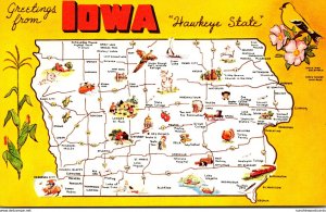 Map Of Iowa With Greetings From The Hawkeye State