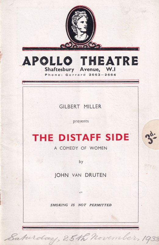 The Distaff Side Sybil Thorndike Martita Hunt Apollo Theatre Programme