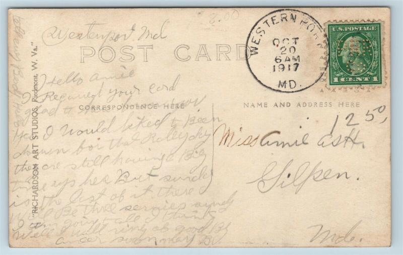 Postcard MD Westernport Cotterell Evangelistic Campaign Patriotic RPPC Photo S7