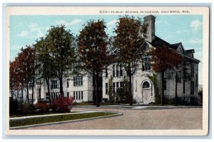 c1920 Public School Buildings Exterior Road Street Columbus Wisconsin Postcard 