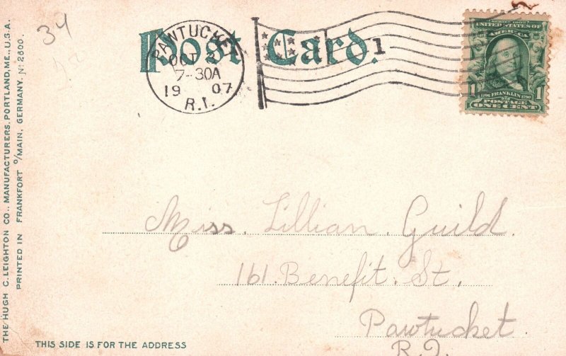Vintage Postcard 1907 Daddett House & Daggett Park Pawtucket Rhode Island RI