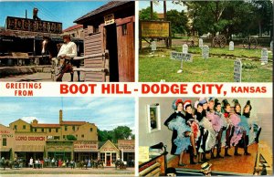 Multi Views Boot Hill Dodge City KS Vintage Postcard C12