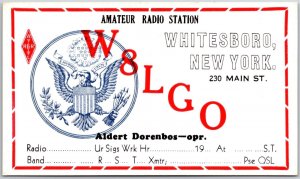 QSL Radio Card W8LGO Whitesboro New York Amateur Radio Station Postcard