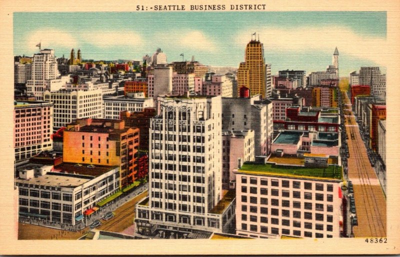 Washington Seattle Aerial View Business District