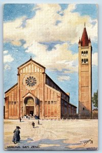 Verona Italy Postcard Basilica di San Zeno Maggiore c1910 Oilette Tuck Art