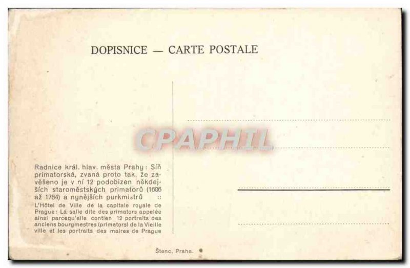 Postcard Old Radnice Kral hiav Prahy Sin Primatorska zvana proto tak