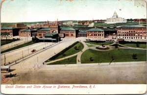 Union Station, State House Providence Rhode Island Postcard UND 1908