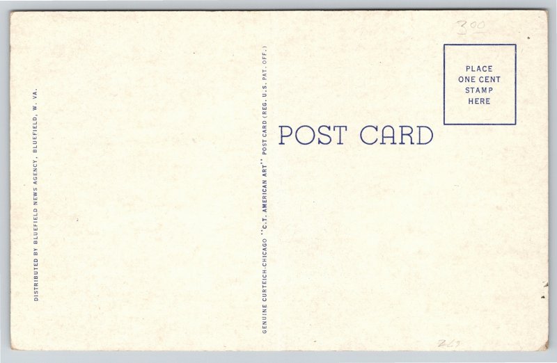 Bluefield West Virginia~Air View US Post Office~Vintage Linen Postcard