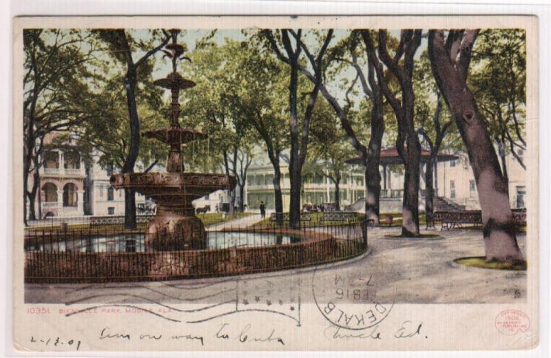 Bienville Park Mobile Alabama 1907 postcard