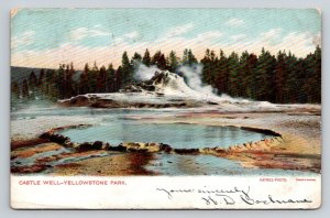 1906 Yellowstone Park Castle Well Geyser Haynes-Photo Postcard Wyoming