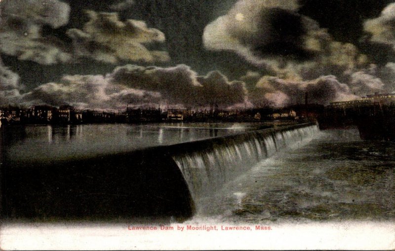 Massachusetts Lawrence The Dam By Moonlight