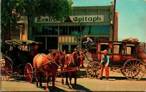 Tombstone Arizona Az The Epitaph Stagecoach Unp Vtg Cromo Tarjeta Postal