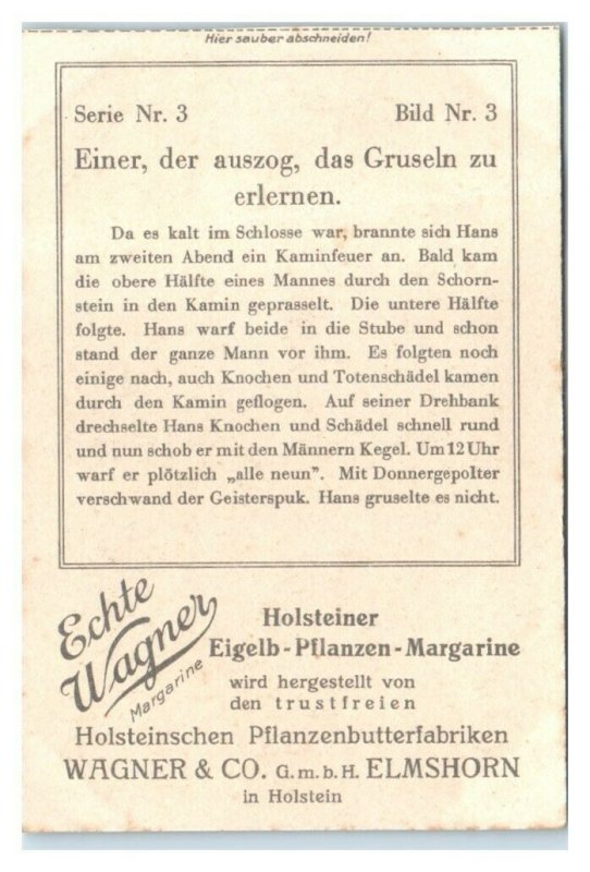 A Half Man Comes Down Chimney, Hans Not Scared Echte Wagner German Trade Card