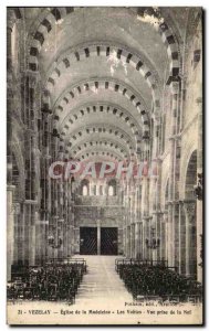 Old Postcard Vezelay Madeleine Church The Vaults view Taking the Nave