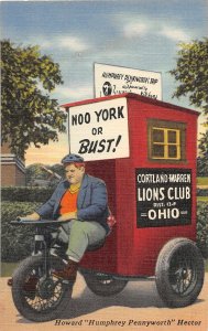 F54/ Warren Ohio Postcard Linen Lions Club Humphrey Pennyworth Tricycle