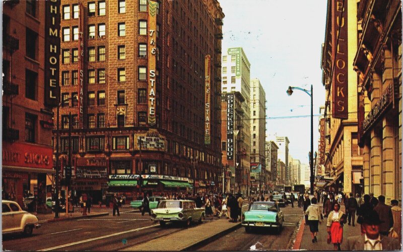 Seventh And Broadway Los Angeles California Vintage Postcard C090