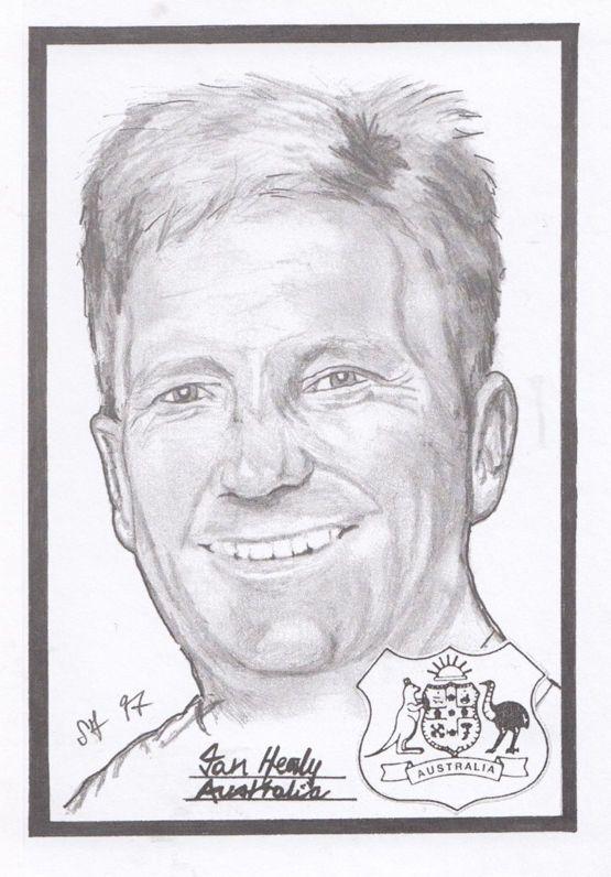 Ian Healy Australian Cricket Rare Artist Drawing Limited Edn of 500 Postcard