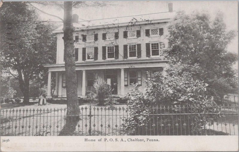 Postcard Home of POSA Chalfornt PA 1907