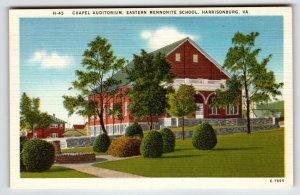 Chapel Auditorium Eastern Mennonite School Harrisonburg Virginia Postcard Linen