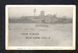 COLUMBUS OHIO 1913 FLOOD HOUSE FLOATING IN THE RIVER VINTAGE POSTCARD