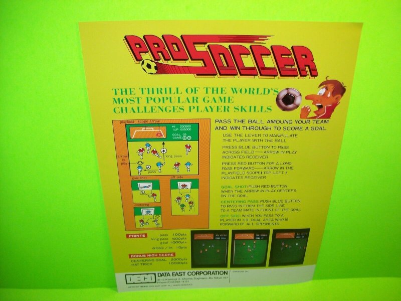 Deco Pro Soccer Original 1983 NOS Video Arcade Sales Flyer Japan Rare