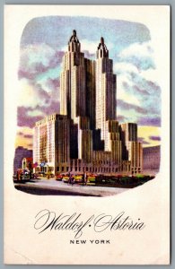 Postcard NYC NY c1950s Waldorf Astoria Advertising Hilton Hotel Park Ave