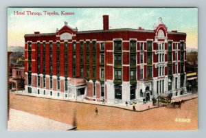 Topeka KS- Kansas, Hotel Throop, Outside View, Scenic View, Vintage Postcard 