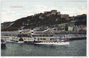 EHRENBREITSTEIN, Germany, 1900-1910's; General view, Steamship