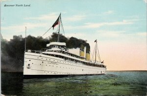 Steamer 'North Land' Ship 1912 Banking Dept State of NY Postal Mark Postcard G60