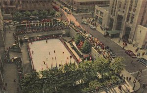 Rockefeller Plaza Outdoor Ice Skating Rink New York City Birds Eye View Linen P5 