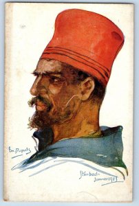 French Military Colonial Soldier High Cap Emile Dupuis Signed WWI Postcard
