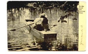 Romantic Couple Rowing in Boat, In the Old Summer Time, Used 1910