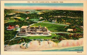 Aerial View The Cape Codder Hotel, Falmouth MA Vintage Linen Postcard A74